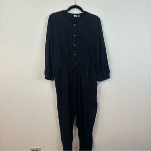 GAP | Black Long Sleeve Button Front Jumpsuit Size Large